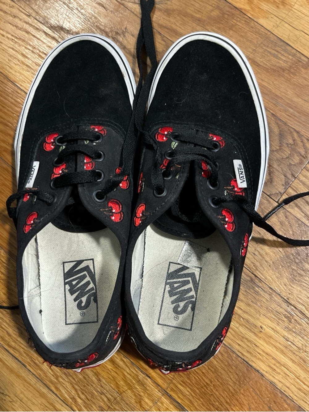 Vans  Black Sneakers with Red Cherry Accents